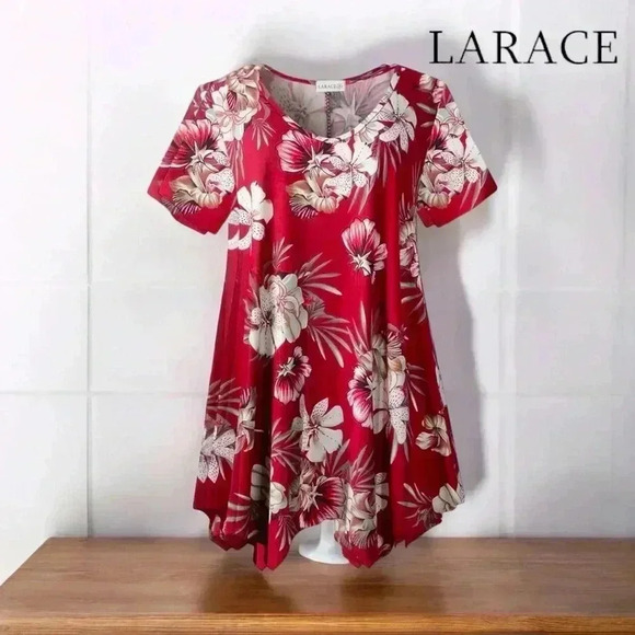 NWT, Larace, Tunic Asymmetrical Blouses, Medium, Red - Picture 2 of 9